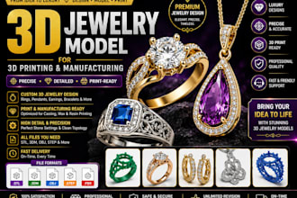 design luxury 3d jewelry 3d rings models for 3d printing and manufacturing