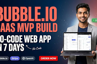 develop complete bubble io no code web app and database saas mvp for business