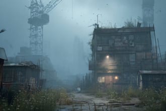do a detailed post apocalyptic scene for games