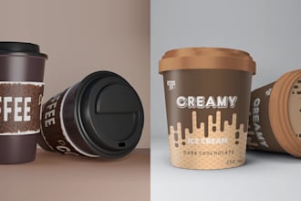 do premium coffee label, packaging, paper cup, sticker design