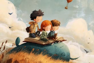 create magical fantasy children book illustrations