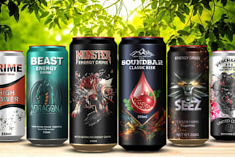 design beer label, beer, energy drink, cola packaging