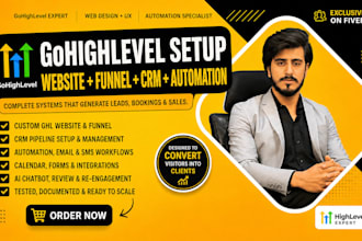 build your gohighlevel website, funnel, CRM and automation for coaches