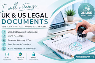 notarize UK US legal documents usps form 1583 poa US online notary public