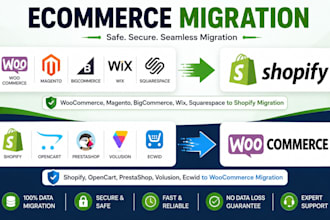 build shopify opencart prestashop volusion ecwid wix shop woocommerce migration
