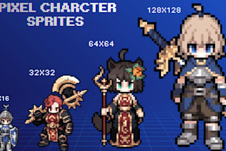 do 2d pixel art character sprite sheet game asset background pixel art animation
