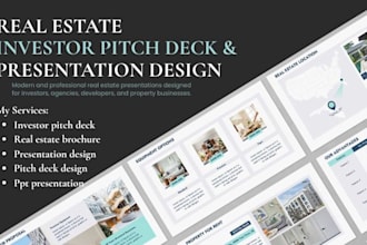 design real estate investor pitch deck brochure, powerpoint presentation or om