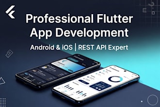 develop a professional flutter app with rest API integration for android and ios