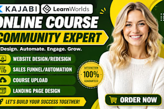 set up kajabi, thinkific online course website and membership site
