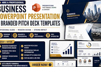 design business powerpoint presentation slides, branded pitch deck templates