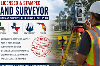 california tx new york city fl stamp land surveyor, boundary survey
