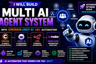 build multi ai agent system with crew ai lindy ai n8n automation and make com