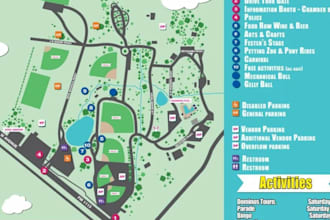 draw vector map, rv park, campground map, event maps in illustrator