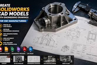 create solidworks cad models with engineering drawings for cnc manufacturing