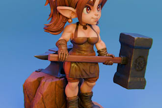 create high quality cartoon 3d character models and miniatures