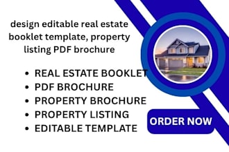 design editable real estate booklet template, property listing PDF brochure