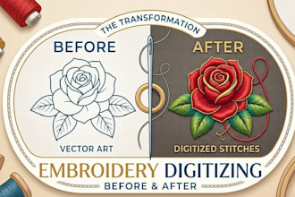 do embroidery digitizing logo into emb dst pes files in 1 hr