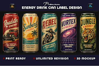 energy drink, soda, beverage soft drink can label design