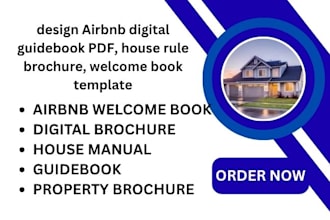 design airbnb digital guidebook PDF, house rule brochure,  welcome book template