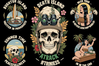 draw vintage retro t shirt clothing illustration design