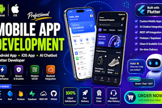 do mobile app development andriod app ios app ai chatbot flutter developer