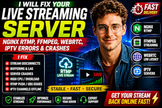 fix nginx rtmp, ffmpeg, webrtc and iptv streaming server issues fast