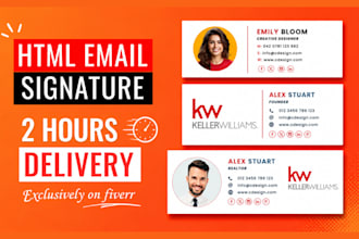 design clickable HTML email signature for gmail, outlook, email signature design