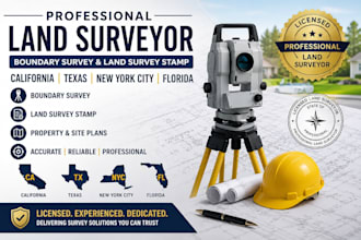 california tx new york city fl stamp land surveyor, boundary survey