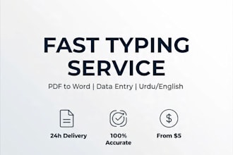 do fast typing, PDF to word, data entry with accurate in 24h