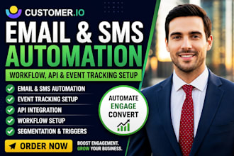 set up customer io email SMS automation event tracking API integration workflow