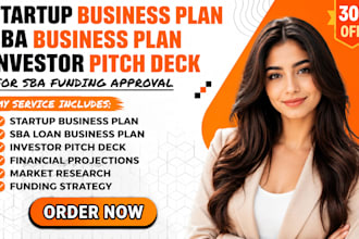 write startup, sba business plan, investor pitch deck for sba funding approval