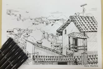 hand draw architecture and urban design sketches