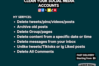 delete or archive  instagram tiktok twitter posts activities