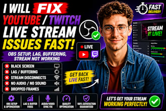 fix obs, twitch and youtube live stream problems