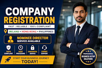 register companies in ireland, philippines, and hong kong with nominee director
