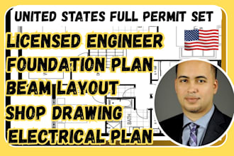 united states licensed,garage conversion,beamlayout,foundation plan,shop drawing