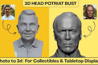 sculpt realistic 3d likeness bust model from your photo for stl 3d printing