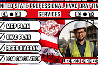 usa permit approval hvac and mep plan,riser diagram,load calculation,duct layout