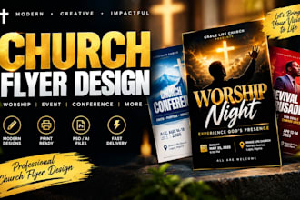design a modern church flyer, worship poster, or church event flyer