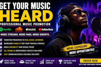 soundcloud music apple music spotify music youtube music promotion
