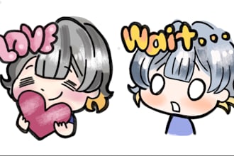 draw custom chibi stickers for use in iphone text message and twitch emotes