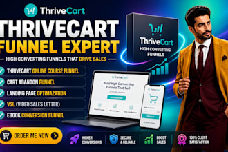 thrivecart online course funnel cart abandon landing page optimazation vsl ebook