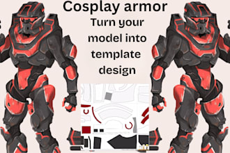 turn your 3d cosplay model 3d mask armor object into pepakura template design