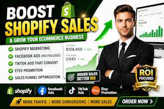 boost shopify sales with ROI marketing, facebook ads, sales funnel and ecommerce