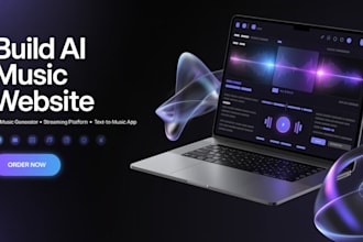 build ai software music website, ai music generator website, or ai text to music