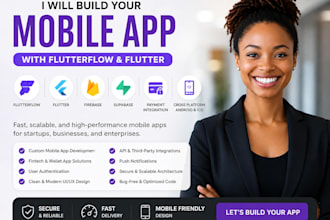 build flutterflow mobile app flutter app development saas fintech app developer