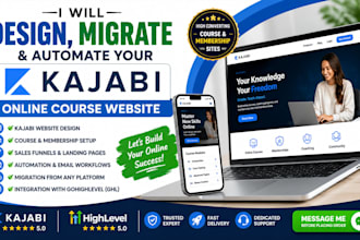 design, migrate ,automate your kajabi online course website gohighlevel a2p dlc