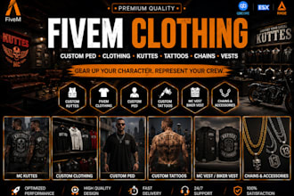 develop fivem custom ped fivem clothing mc fivem kuttes biker vest custom tattoo