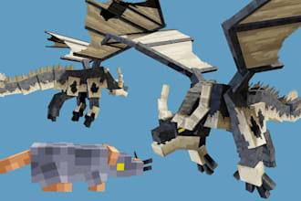 create custom minecraft dragon, creatures, hytale monster 3d model in blockbench