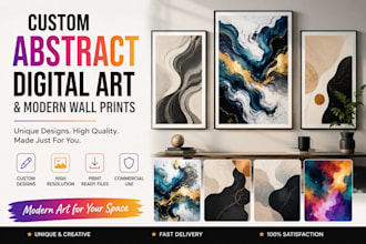 create custom abstract digital art and modern wall prints